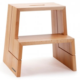 DESIGN step stool beech naturally oiled with carrying handle, 46 x 38 x 46 cm