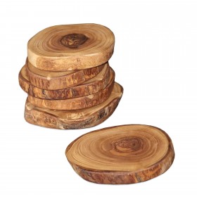 6pack olive wood coasters/cookies 7-12cm