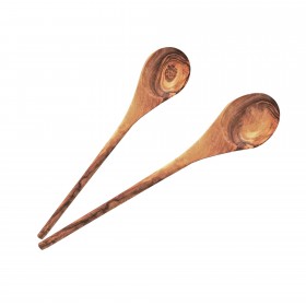 2 pieces of cooking spoons olive wood, 25 + 35 cm 