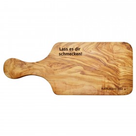 Cutting board with handle olive wood 40 x 16 cm, customizable with engraving