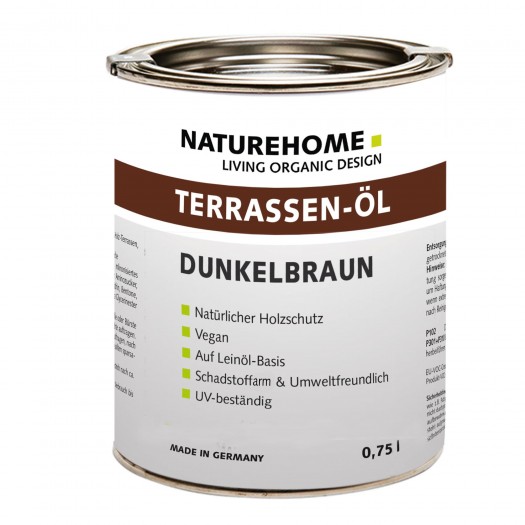 Terrassen-Öl Holzöl für Außenbereich 750 ml, Dunkelbraun